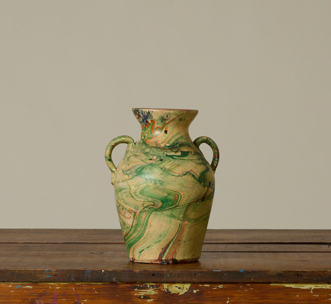 FRENCH ART DECO MARBLED CERAMIC VASE