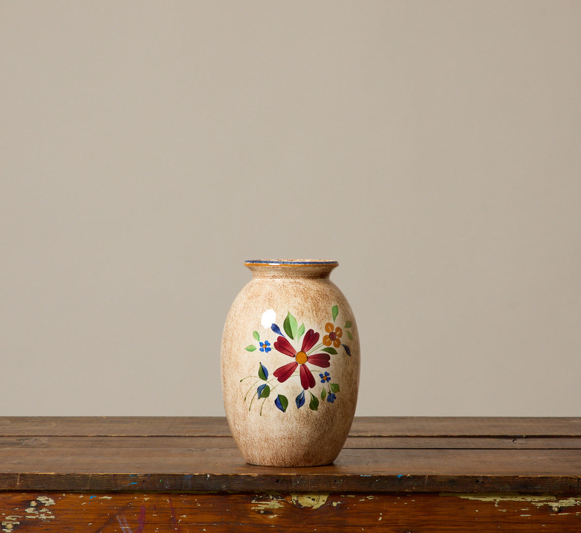 1940S BELGIAN FLORAL EARTHENWARE VASE