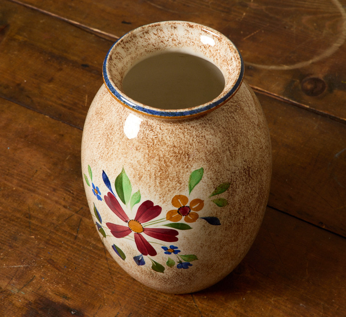 1940S BELGIAN FLORAL EARTHENWARE VASE