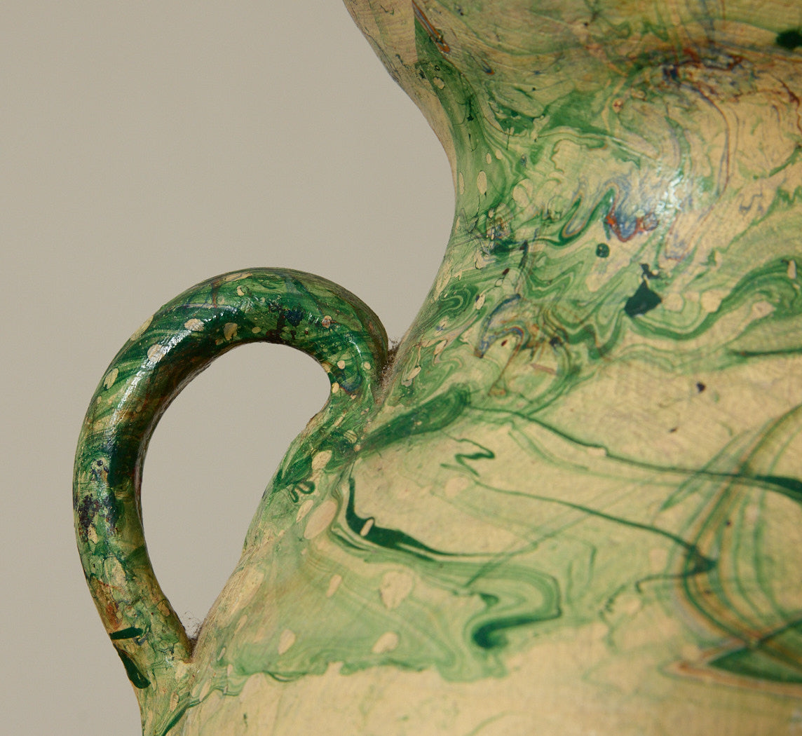 FRENCH ART DECO MARBLED CERAMIC VASE