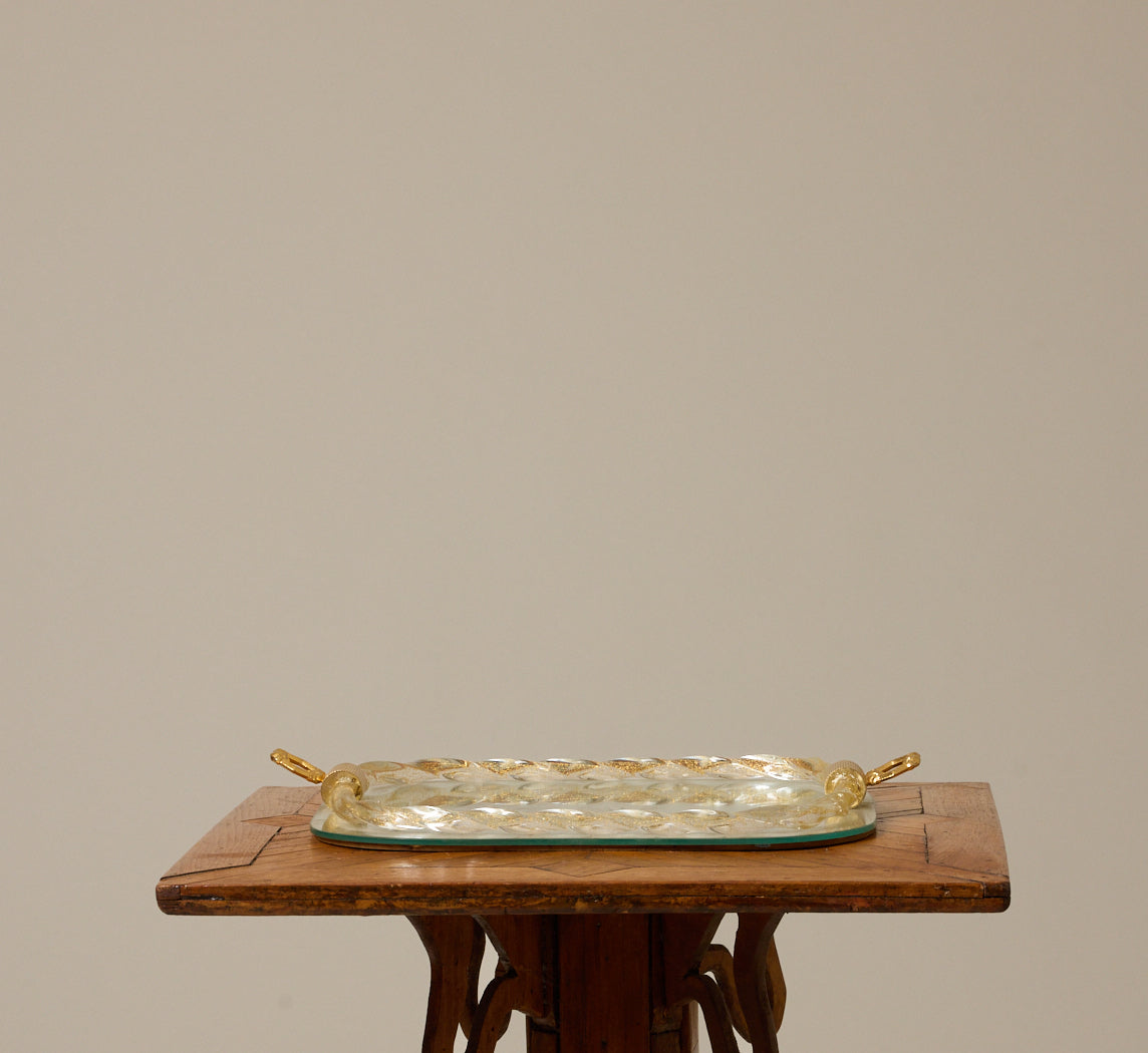 1950 ITALIAN ETCHED MURANO GLASS VANITY TRAY