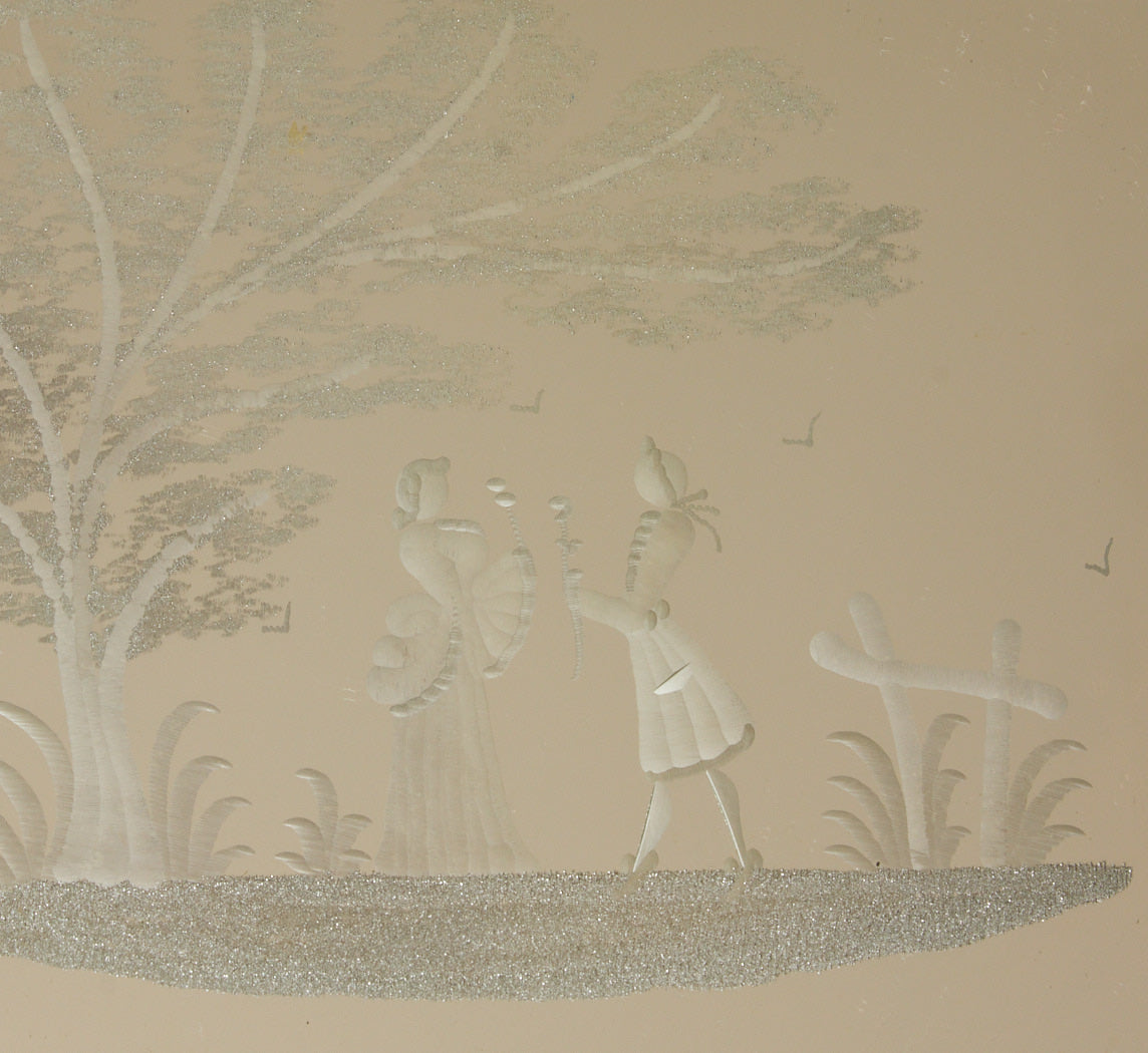 1950 ITALIAN ETCHED MURANO GLASS VANITY TRAY