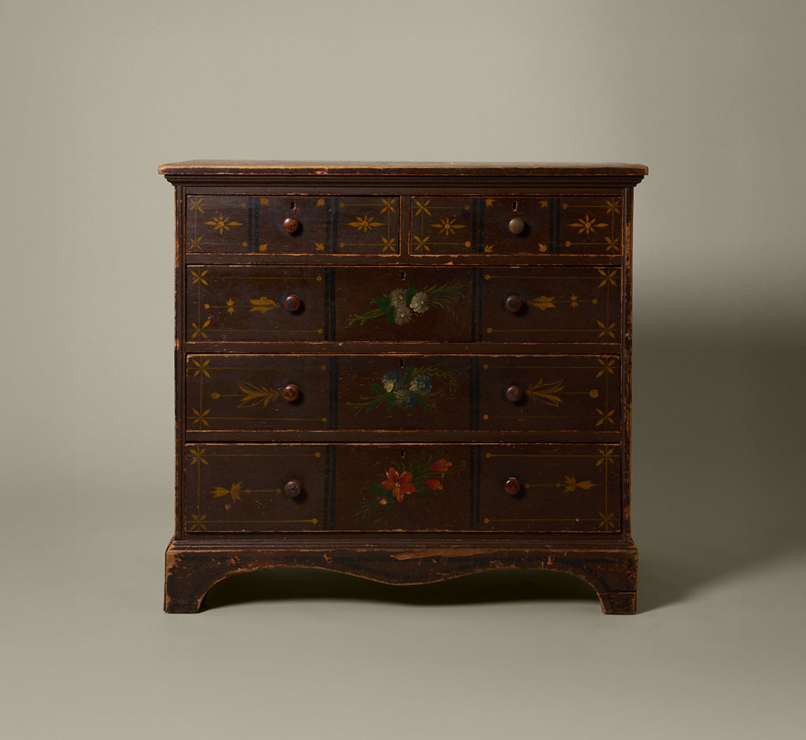 ANTIQUE HAND PAINTED FOLK ART DRESSER