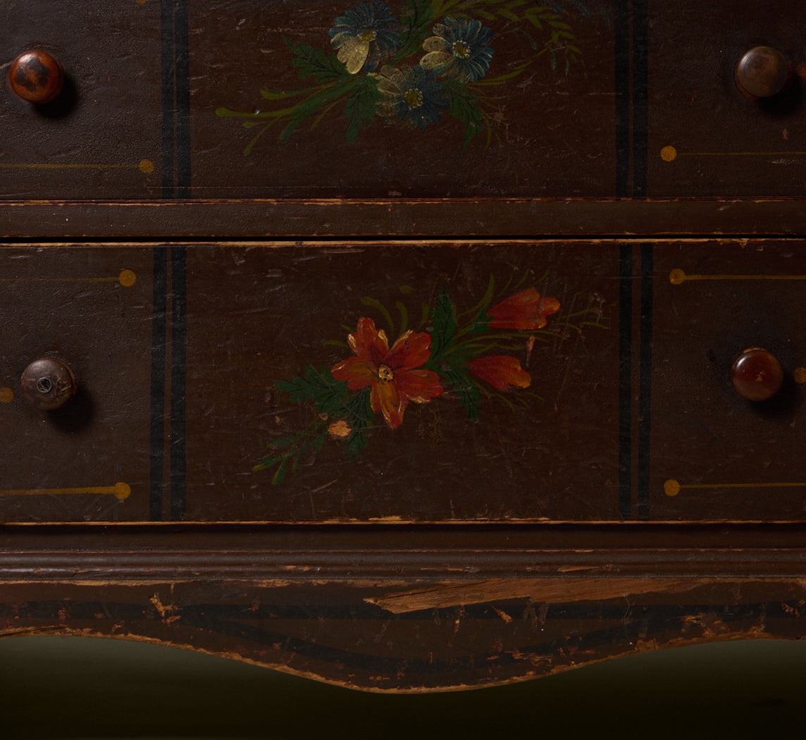 ANTIQUE HAND PAINTED FOLK ART DRESSER