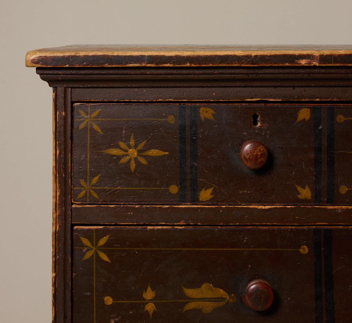 ANTIQUE HAND PAINTED FOLK ART DRESSER