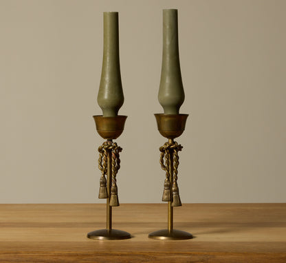 PAIR OF VINTAGE BRASS TWISTED ROPE CANDLE STICK HOLDERS