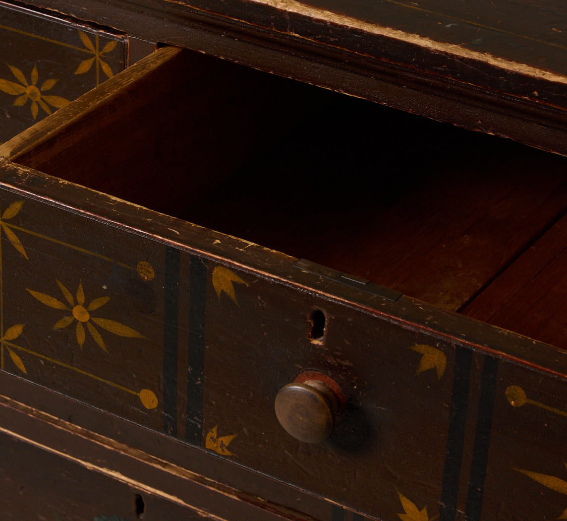 ANTIQUE HAND PAINTED FOLK ART DRESSER