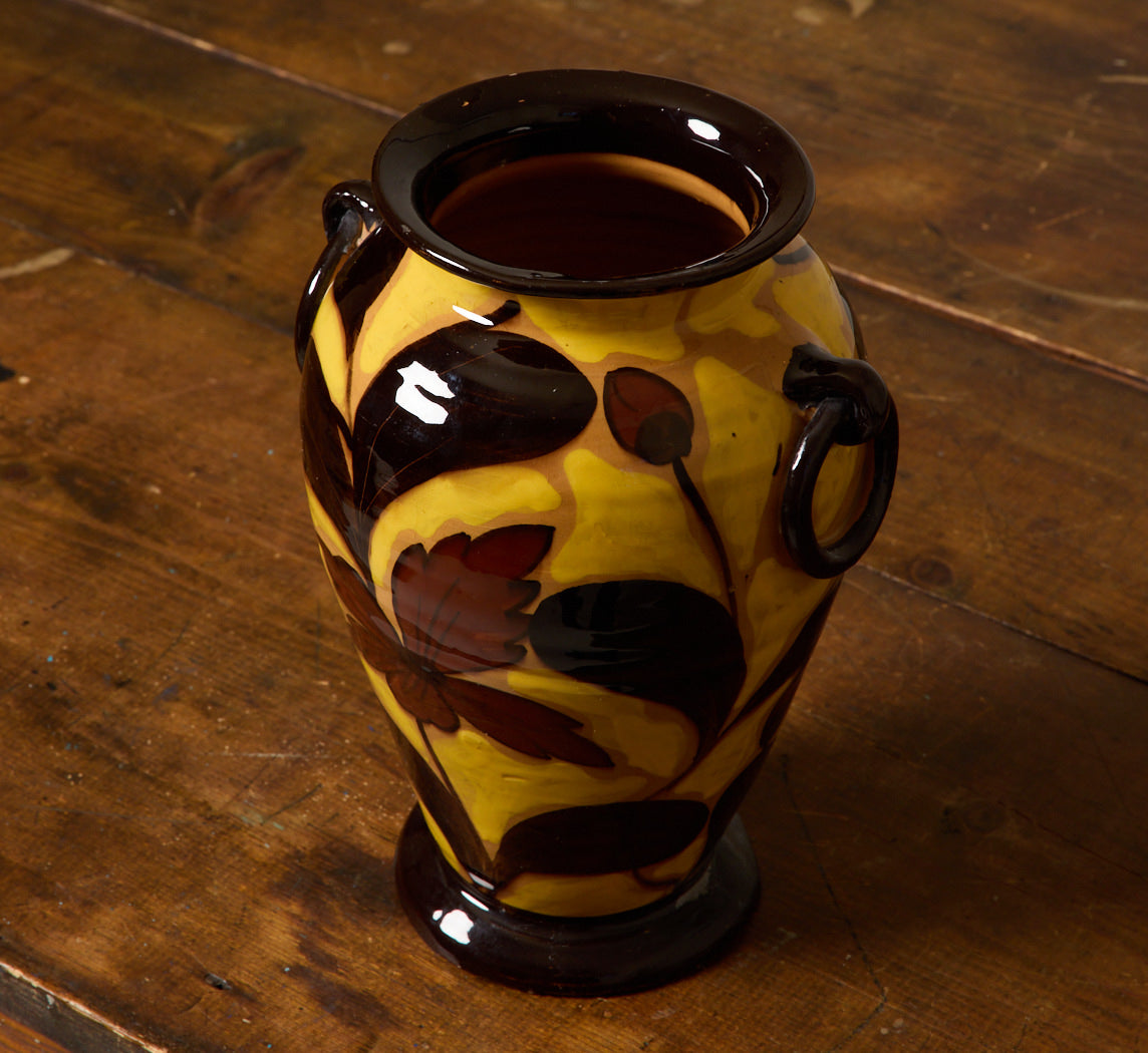 ART DECO PAINTED EARTHENWARE VASE, C. 1930