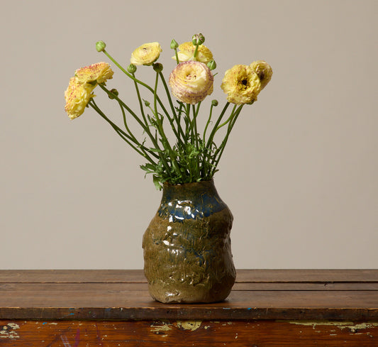 VINTAGE FOLK ART STONEWARE VASE