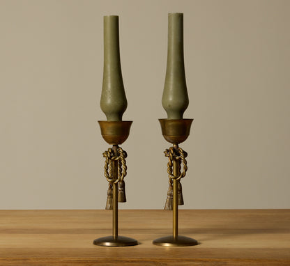 PAIR OF VINTAGE BRASS TWISTED ROPE CANDLE STICK HOLDERS