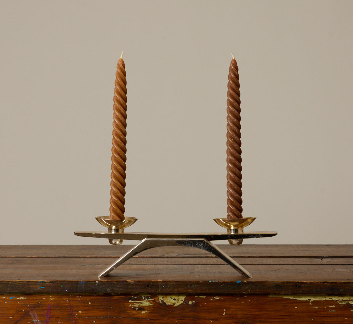 1960S SILVER-PLATED BRASS CANDLE HOLDER BY KURT RADTKE FOR WMF