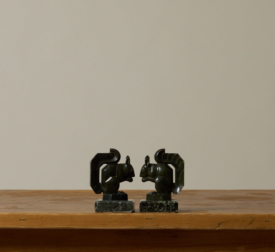 1920S SQUIRREL BOOKENDS SIGNED BY MAX LE VERRIER