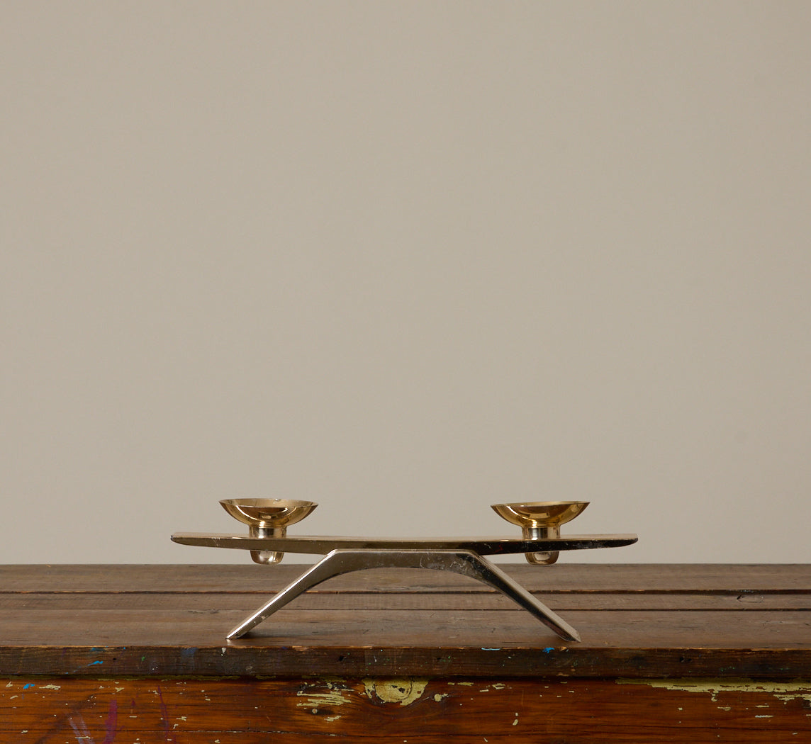 1960S SILVER-PLATED BRASS CANDLE HOLDER BY KURT RADTKE FOR WMF