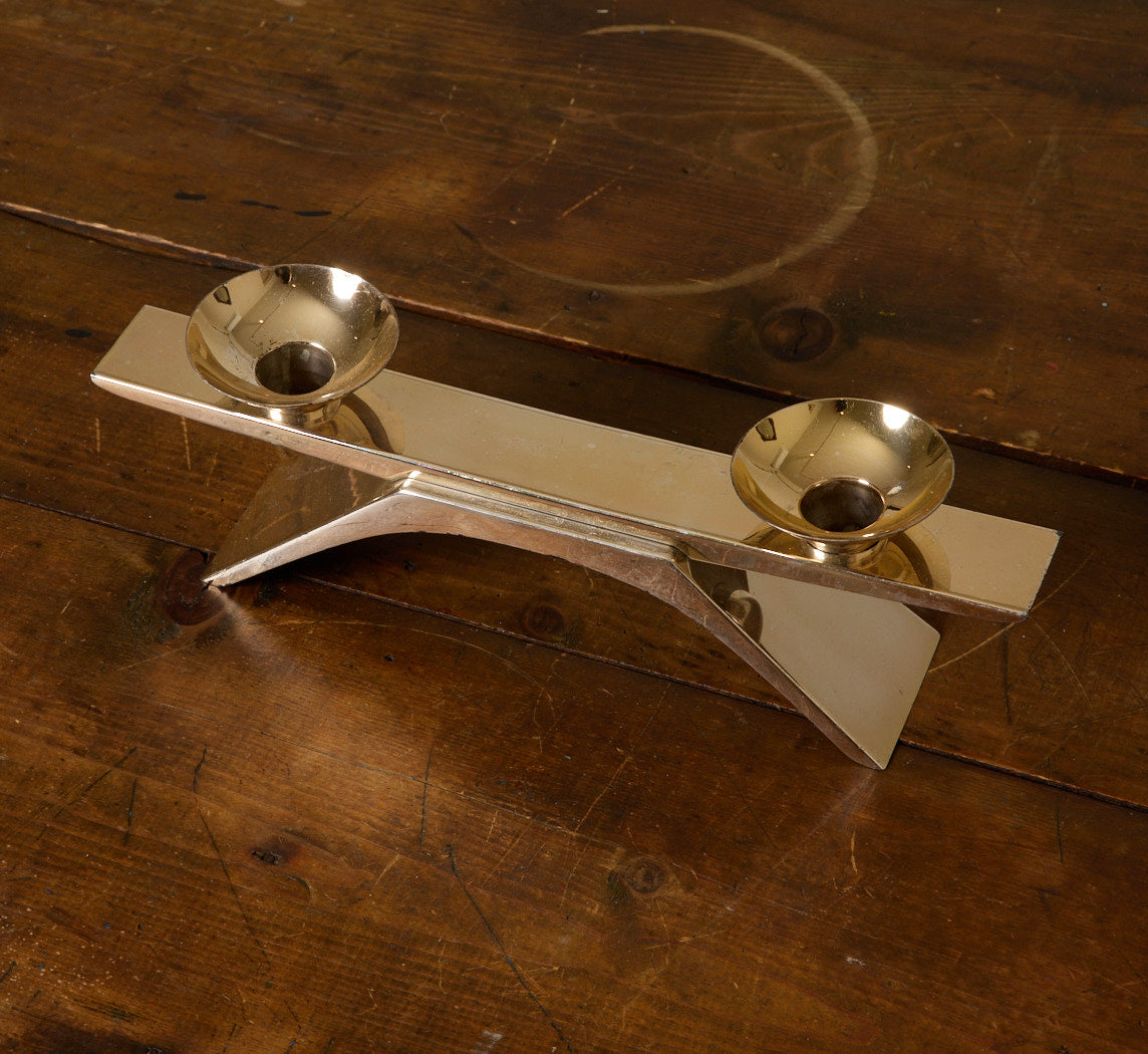 1960S SILVER-PLATED BRASS CANDLE HOLDER BY KURT RADTKE FOR WMF