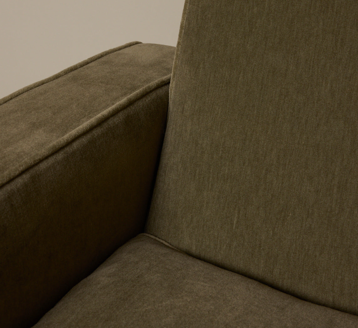 VINTAGE ART DECO STYLE RECLINER ARMCHAIR IN MOHAIR