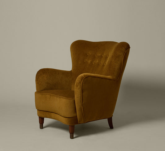 1950S FRITZ HANSEN DANISH LOUNGE CHAIR IN AGED BRONZE MOHAIR