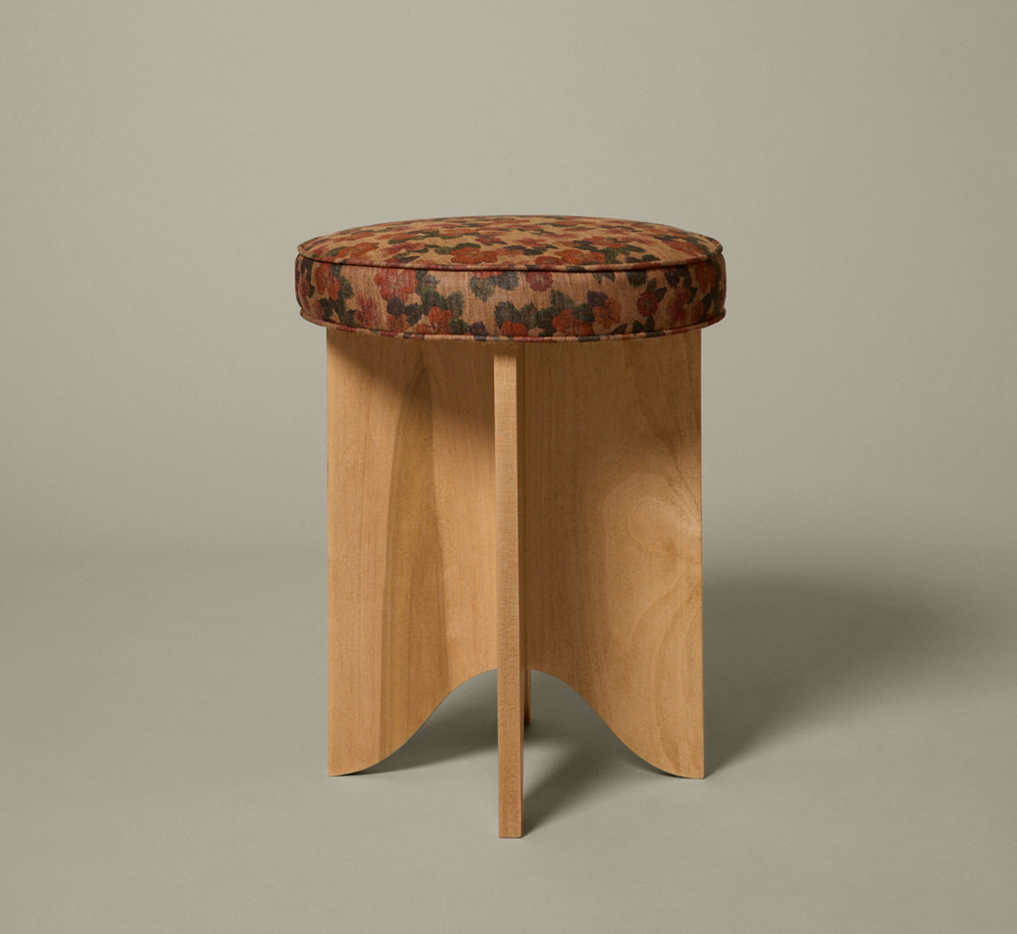 PIERCE & WARD LLOYD SIDE STOOL IN MAPLE AND AUTUMN FLORAL