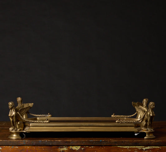 VINTAGE EGYPTIAN REVIVAL MIRRORED BRASS SPHINX TRAY