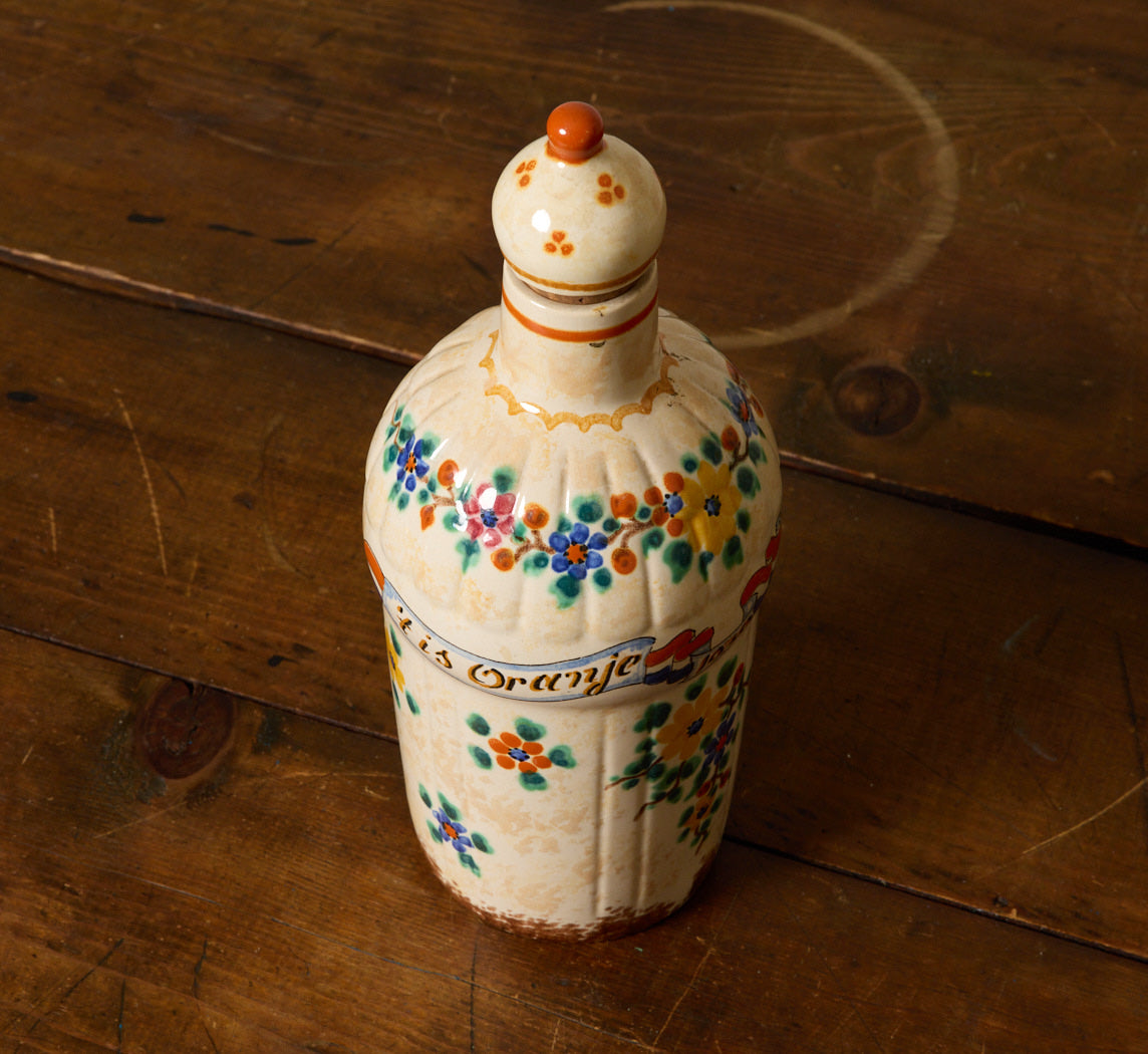1930S DUTCH HAND PAINTED CERAMIC BOTTLE