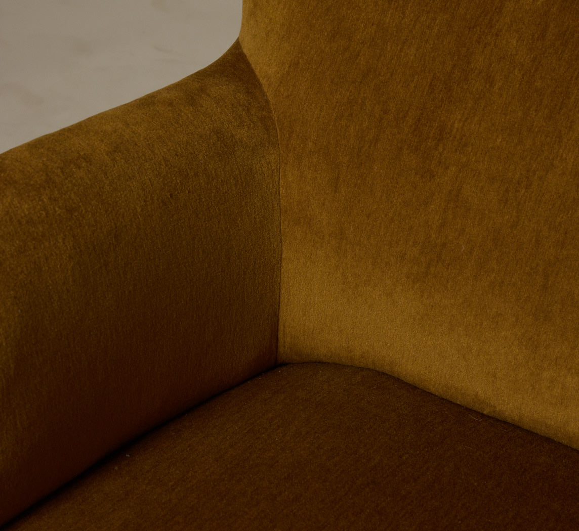 1950S FRITZ HANSEN DANISH LOUNGE CHAIR IN AGED BRONZE MOHAIR