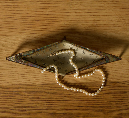 VINTAGE SILVER PLATE & ABALONE CATCHALL IN THE STYLE OF LOS CASTILLO