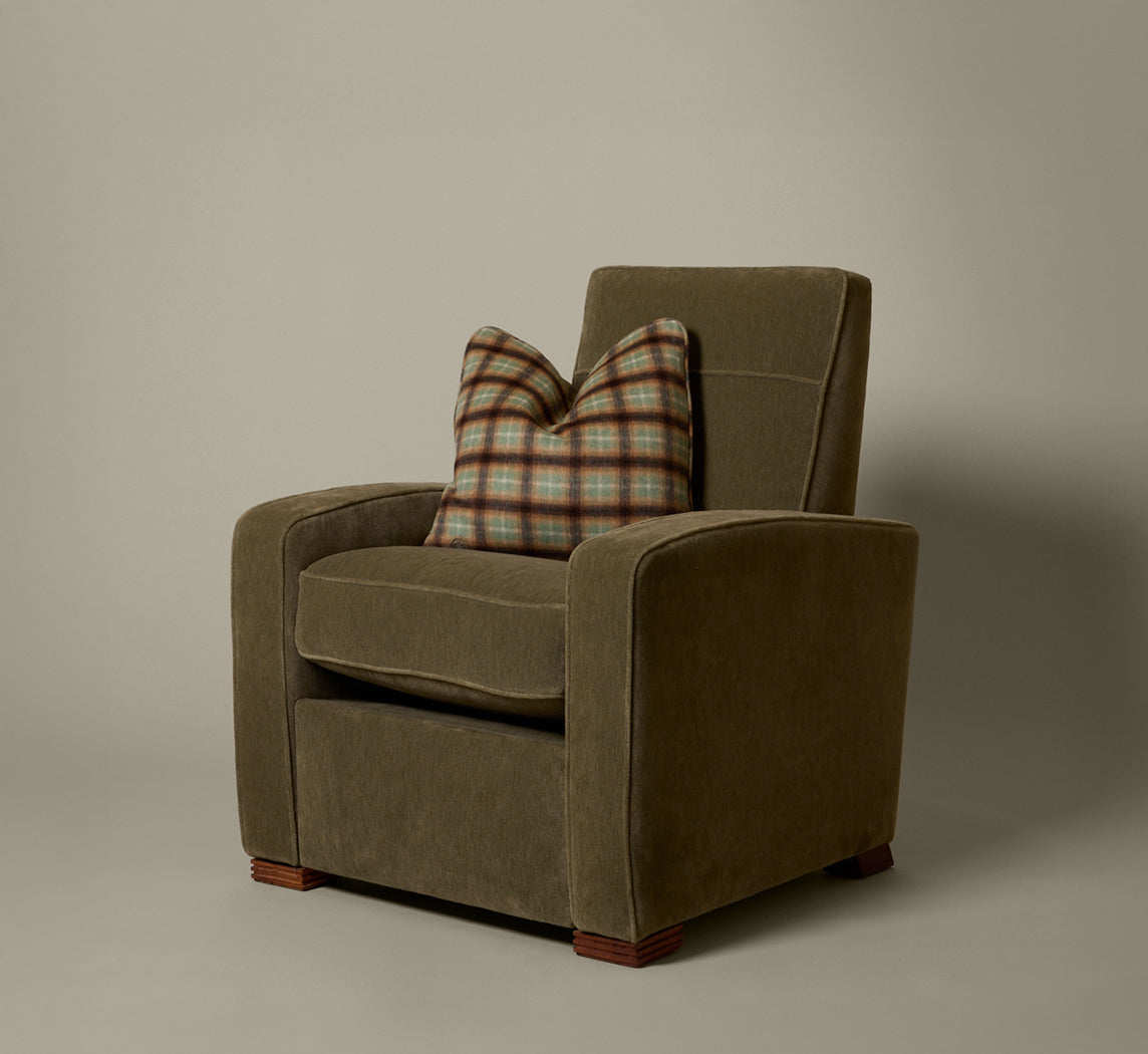 VINTAGE ART DECO STYLE RECLINER ARMCHAIR IN MOHAIR