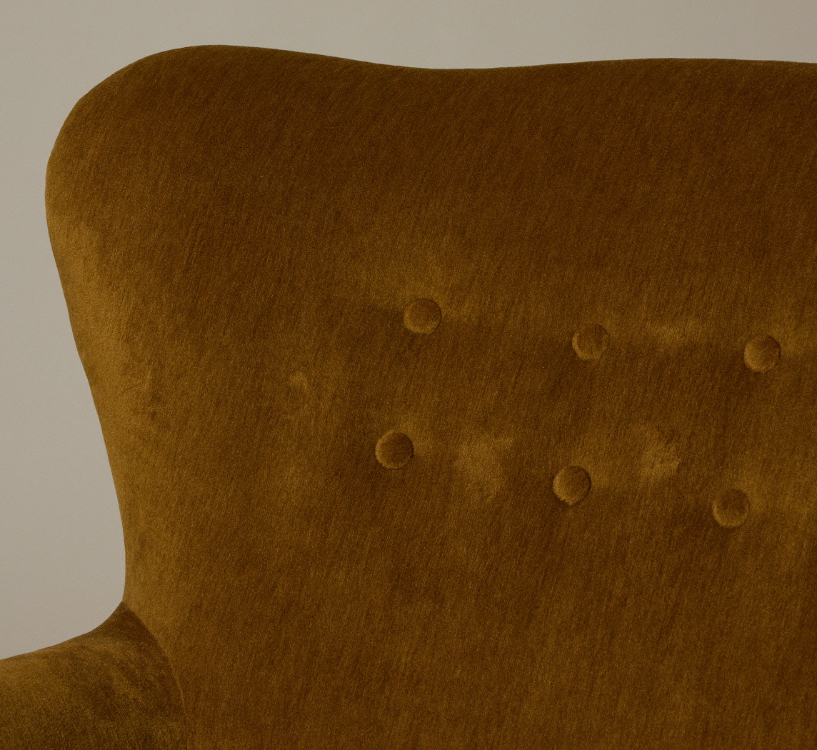 1950S FRITZ HANSEN DANISH LOUNGE CHAIR IN AGED BRONZE MOHAIR