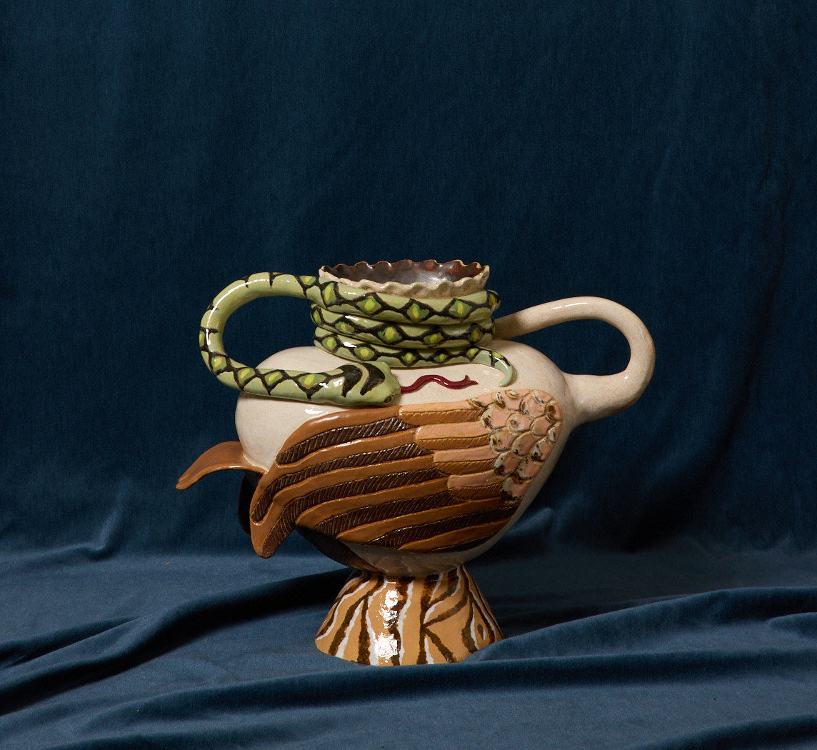 HERON AND SNAKE VESSEL BY PEARCE WILLIAMS
