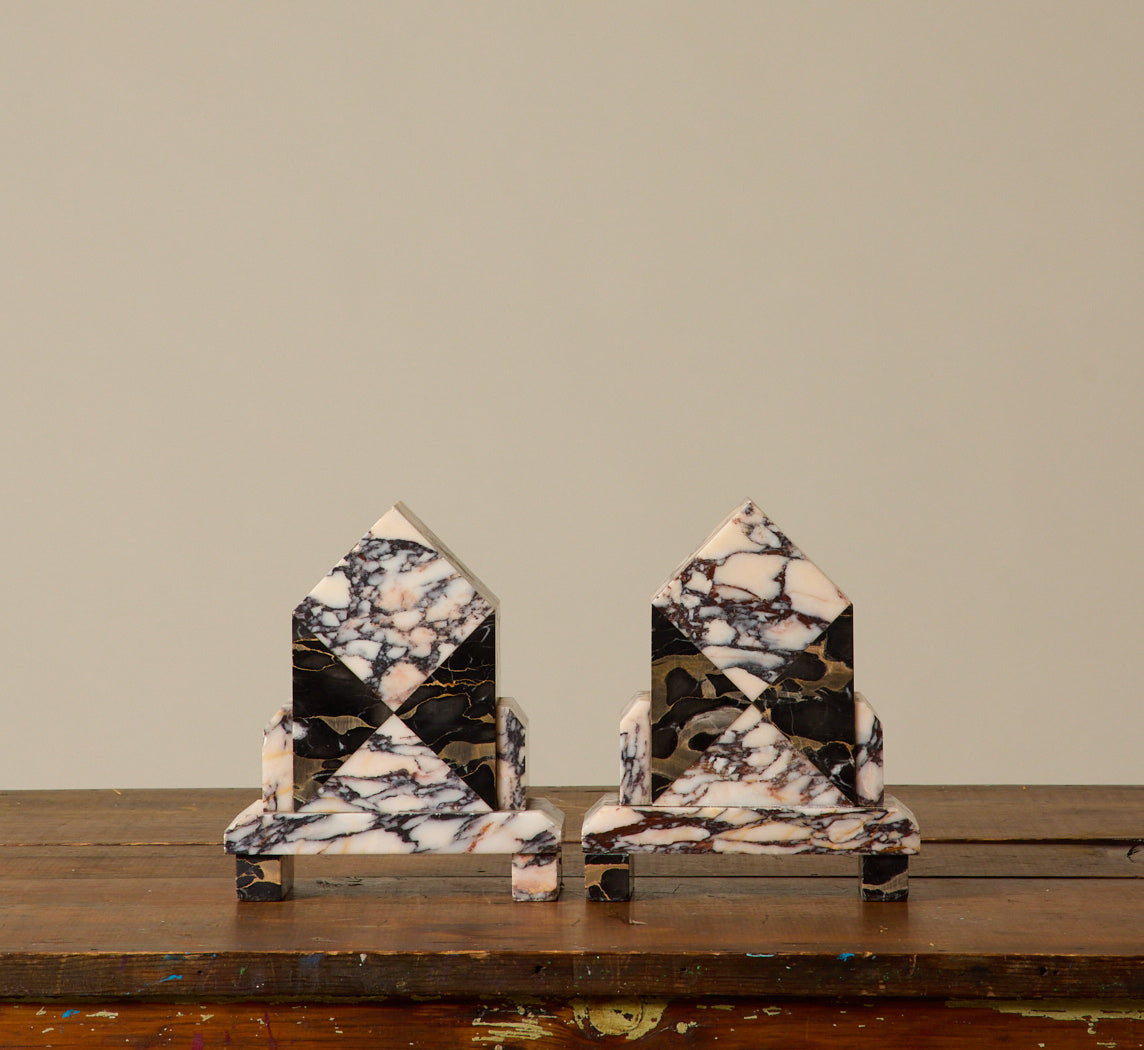 PAIR OF 1910S FRENCH MARBLE BOOKENDS