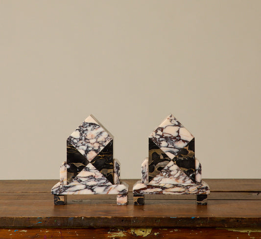 PAIR OF 1910S FRENCH MARBLE BOOKENDS