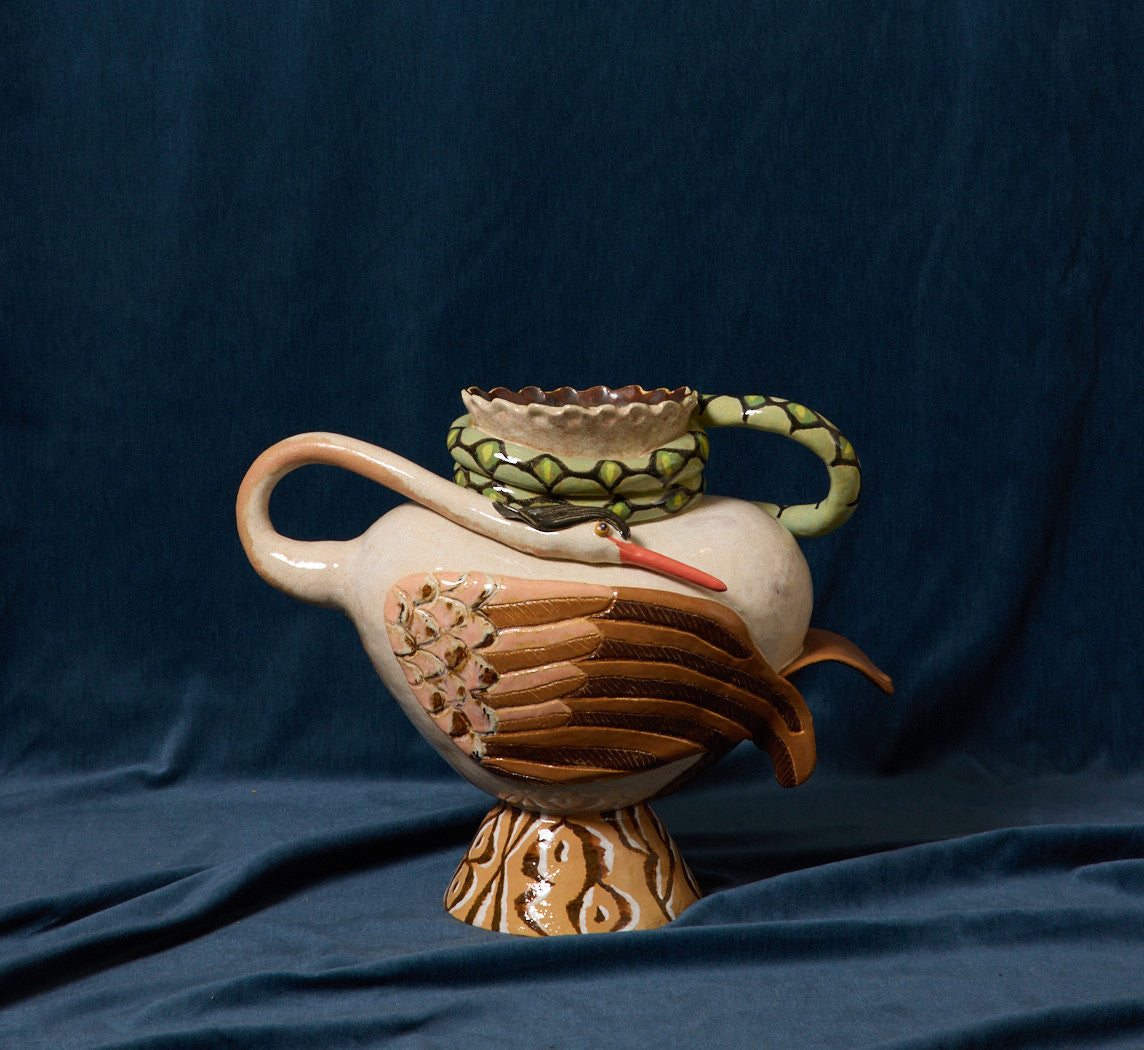 HERON AND SNAKE VESSEL BY PEARCE WILLIAMS