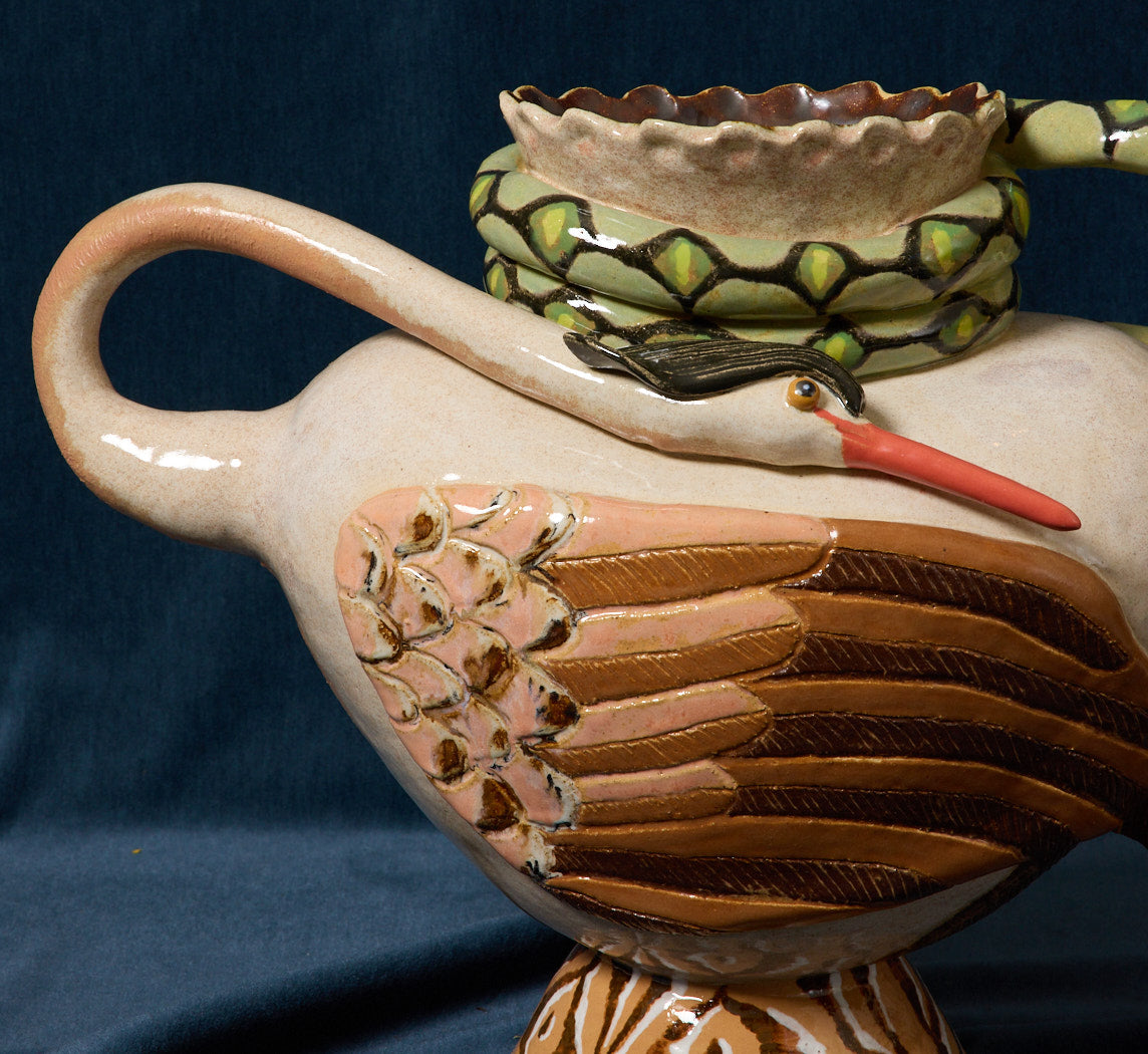 HERON AND SNAKE VESSEL BY PEARCE WILLIAMS