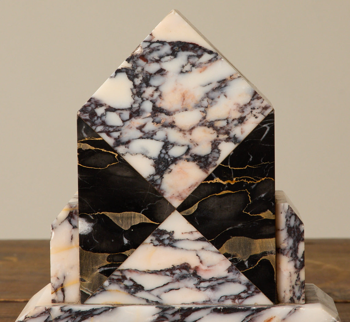 PAIR OF 1910S FRENCH MARBLE BOOKENDS