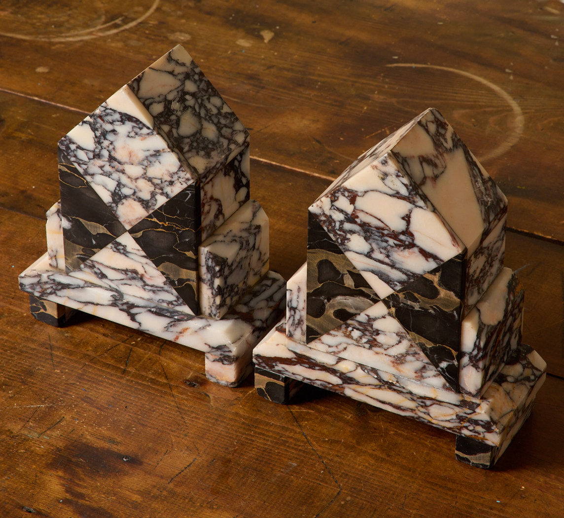 PAIR OF 1910S FRENCH MARBLE BOOKENDS