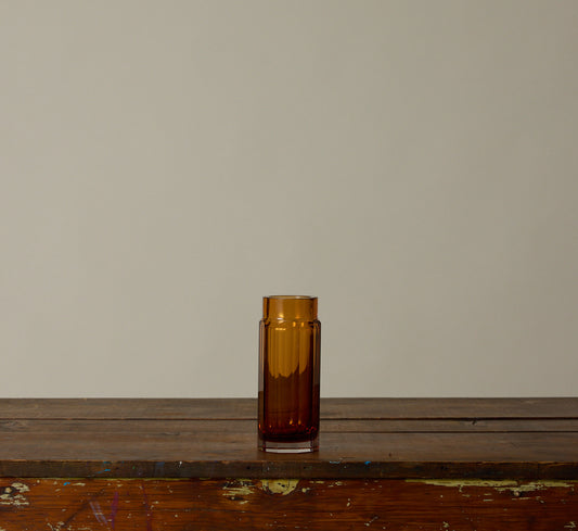 1940S BOHEMIAN GLASS VASE IN AMBER