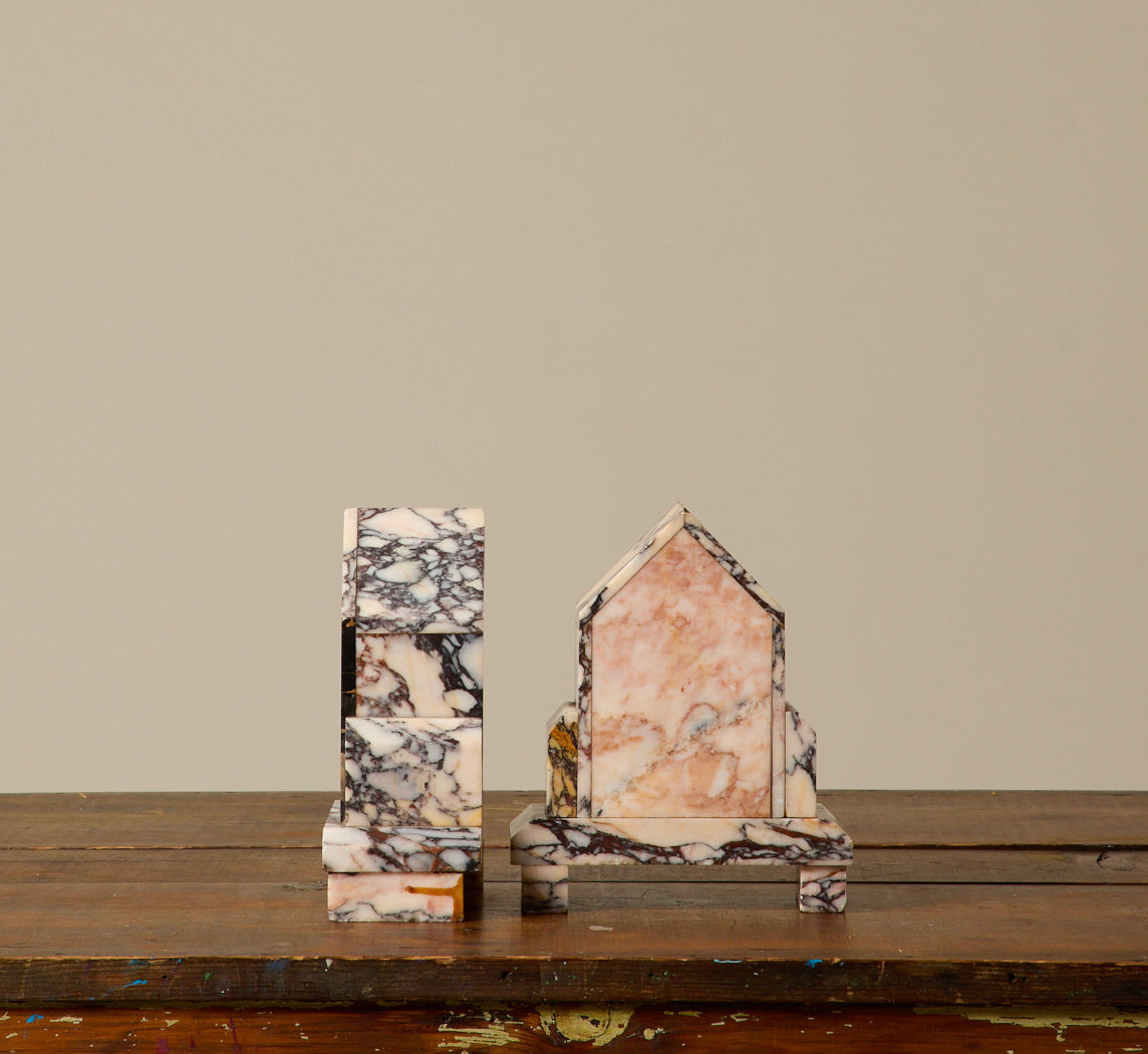 PAIR OF 1910S FRENCH MARBLE BOOKENDS
