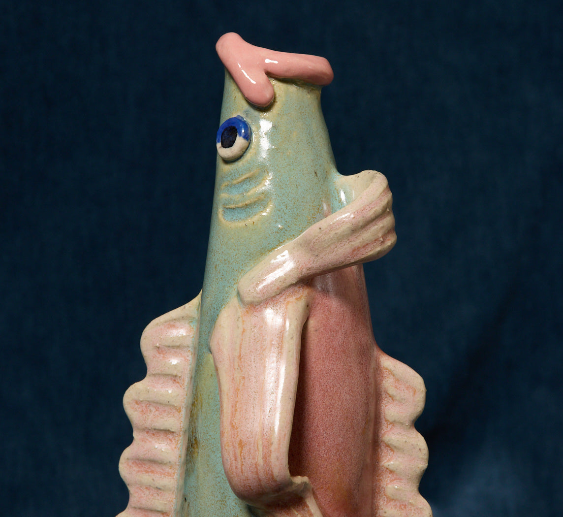 GREEN FISH VASE BY PEARCE WILLIAMS