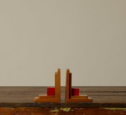 1930S FRENCH WOODEN BOOKENDS