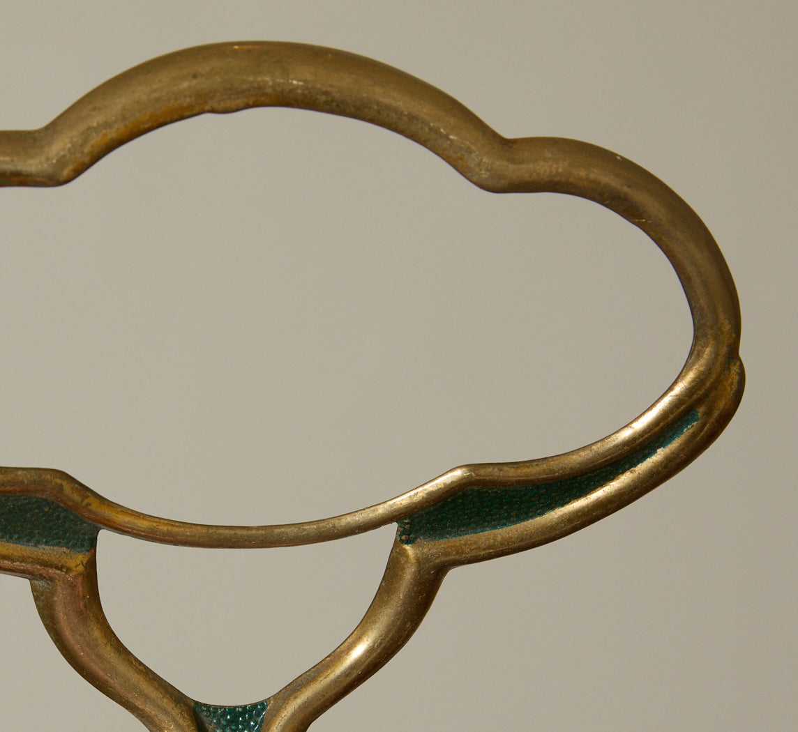 PAIR OF 1920S ITALIAN BRASS AND ENAMEL HOOKS IN GREEN