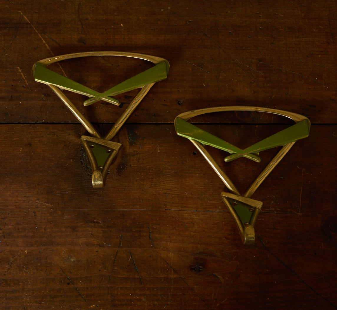 PAIR OF MID CENTURY ART DECO STYLE COAT HOOKS