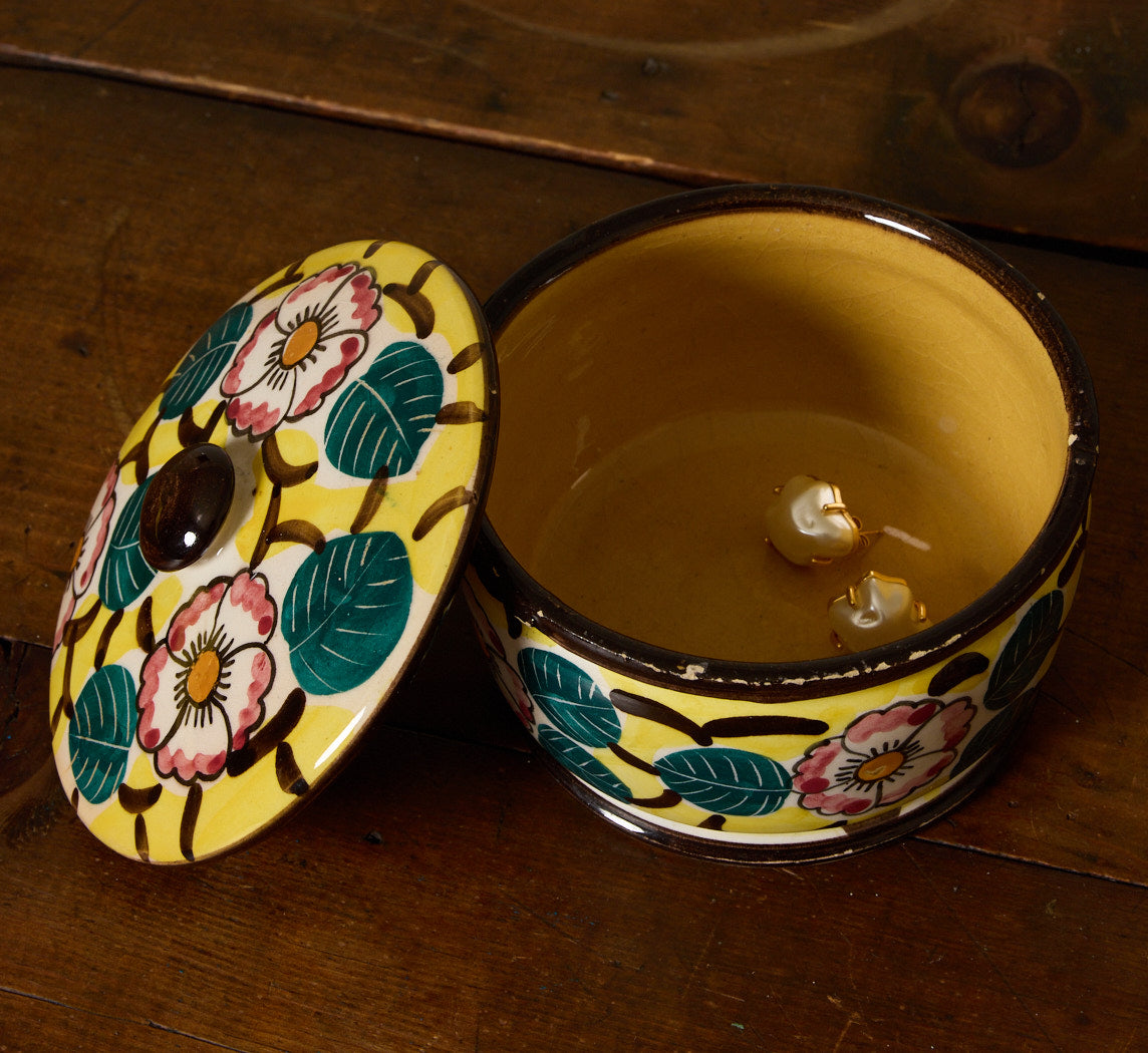 HAND PAINTED FLORAL LIDDED BOX