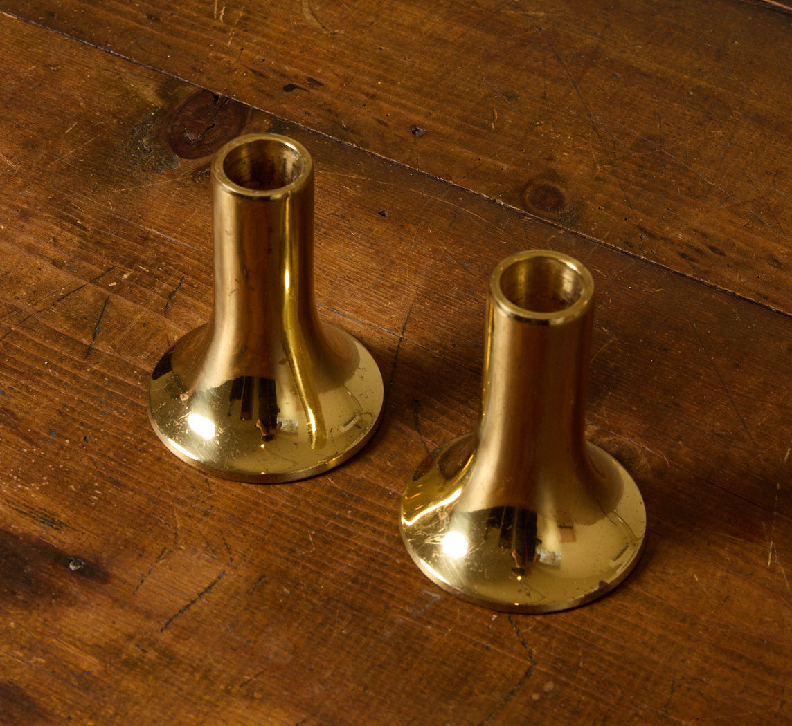 PAIR OF VINTAGE SOLID BRASS CANDLESTICK HOLDERS