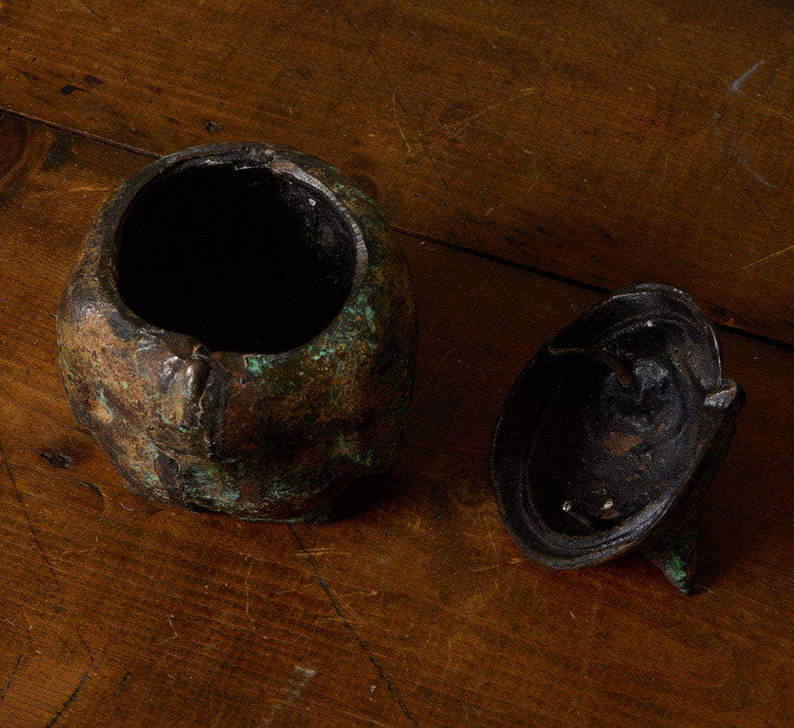 VINTAGE JAPANESE CAST IRON OWL INCENSE BURNER