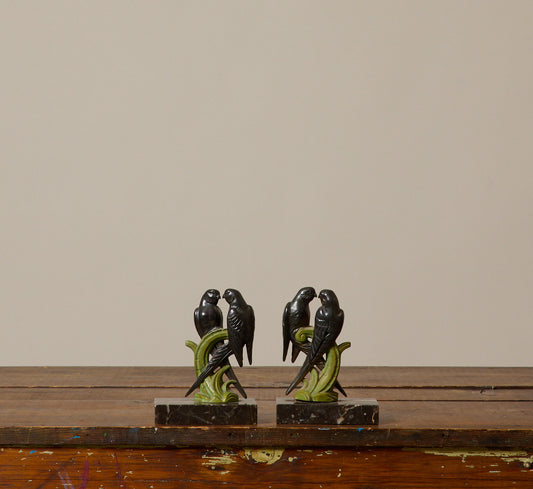 PAIR OF 1930S BIRD BOOKENDS