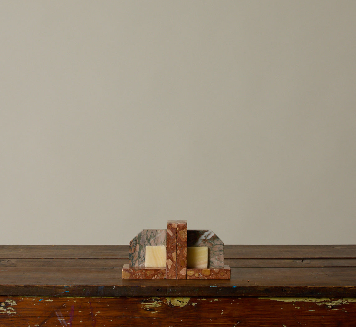 1960S FRENCH MARBLE BOOKENDS