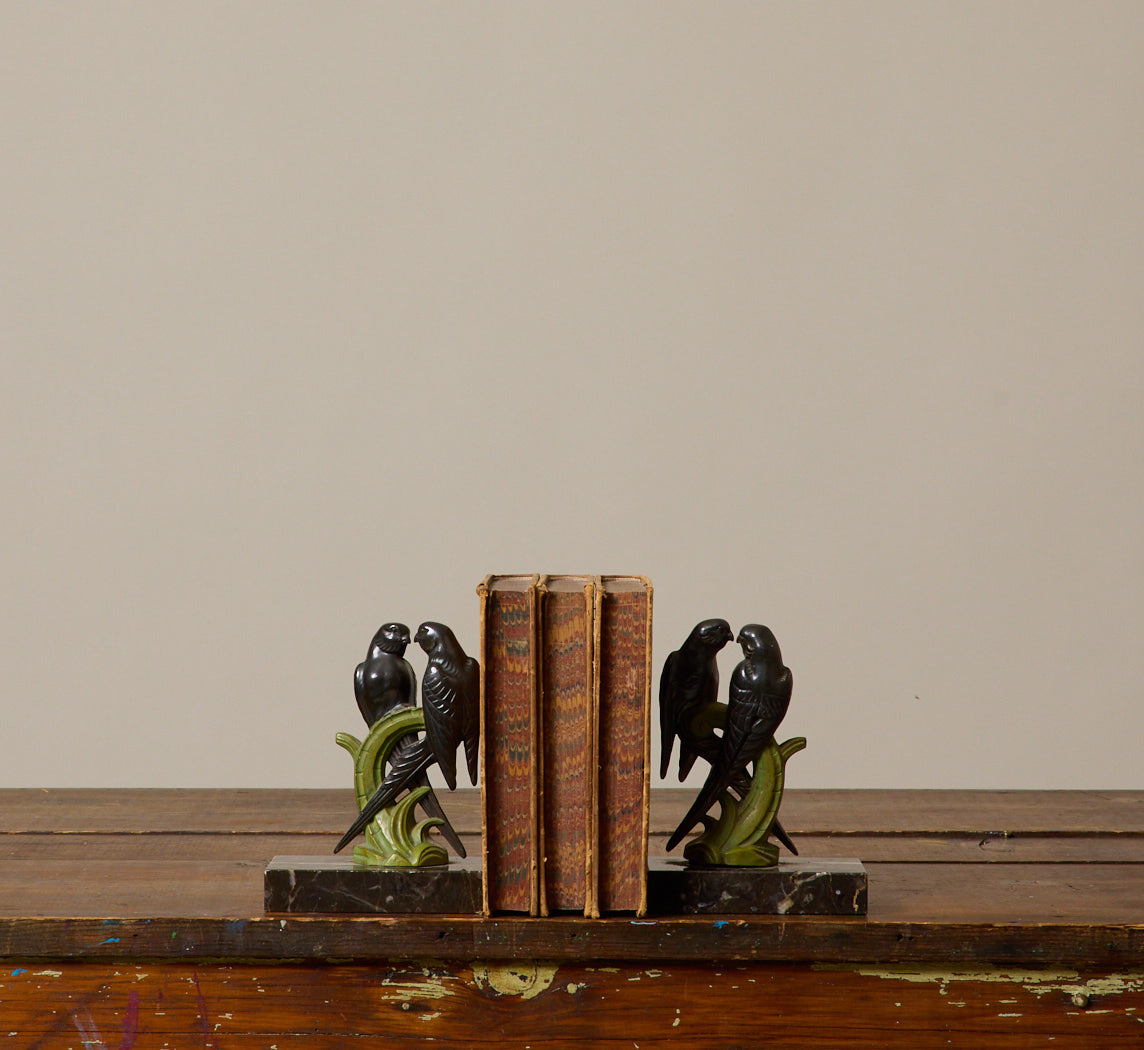 PAIR OF 1930S BIRD BOOKENDS
