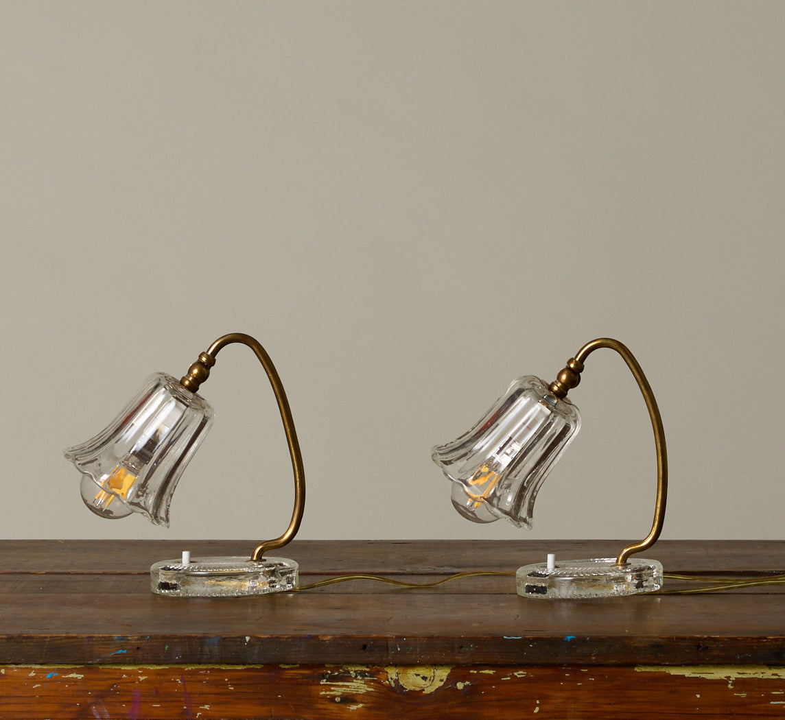PAIR OF BELLFLOWER MURANO GLASS TABLE LAMPS