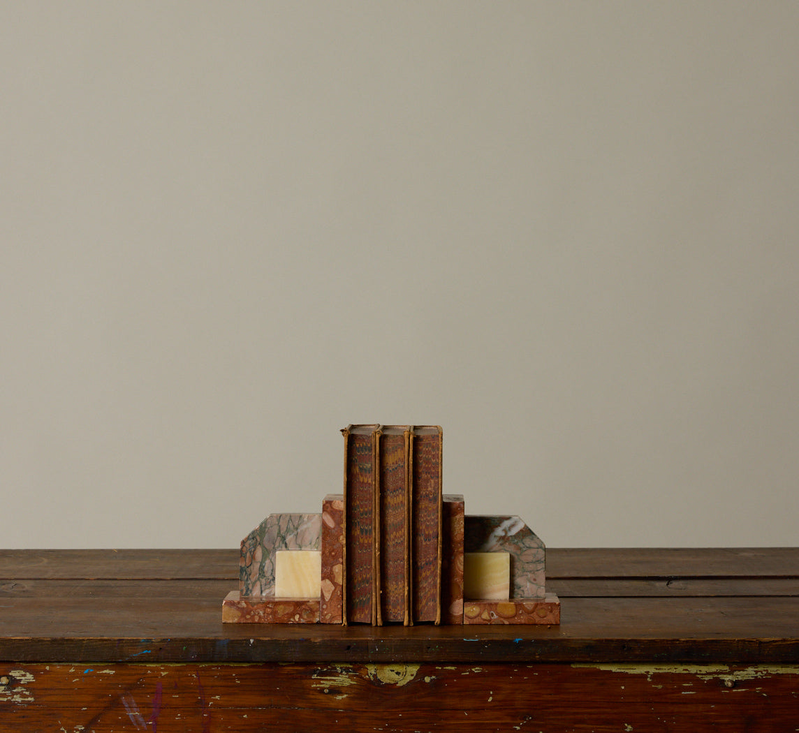 1960S FRENCH MARBLE BOOKENDS