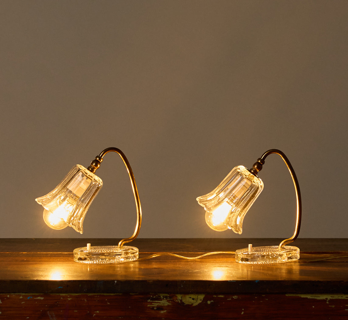 PAIR OF BELLFLOWER MURANO GLASS TABLE LAMPS