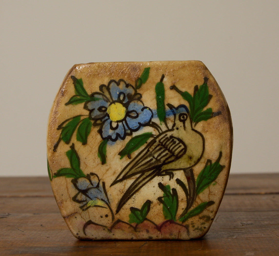 VINTAGE PERSIAN IZNIK VASE WITH BLUE FLOWER